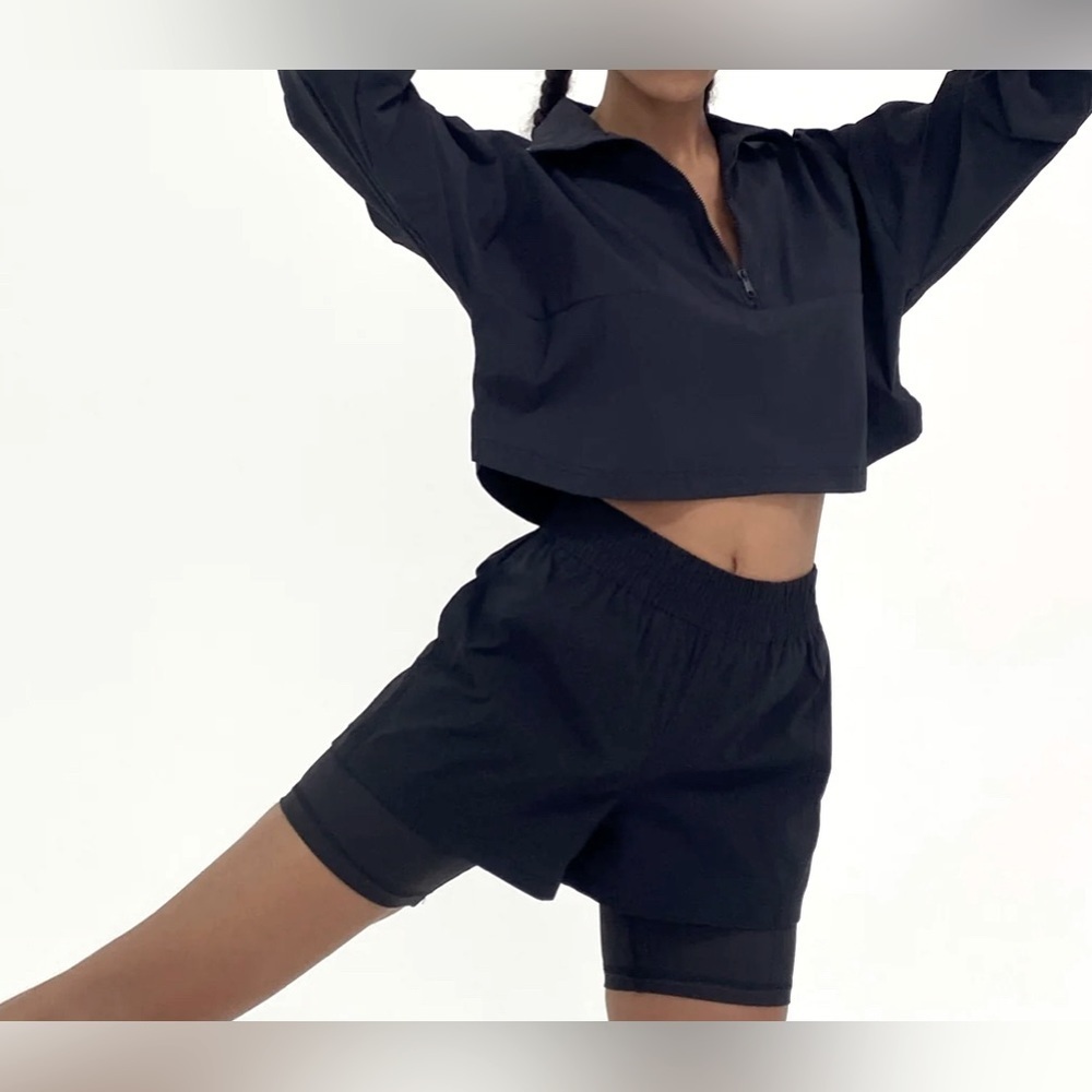 WE.WORE.WHAT- Athletic Layered Windbreaker Biker Shorts - Picture 3 of 9